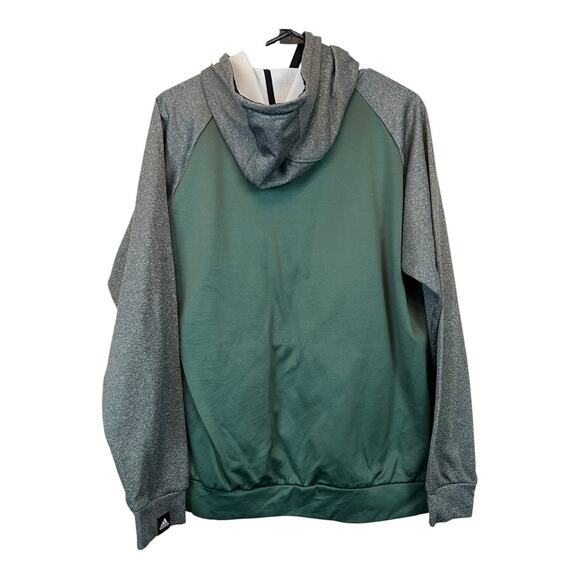 Adidas Game & Go Big Logo Pullover Hoodie Green Gray Athletic Medium Sweatshirt - Picture 3 of 3